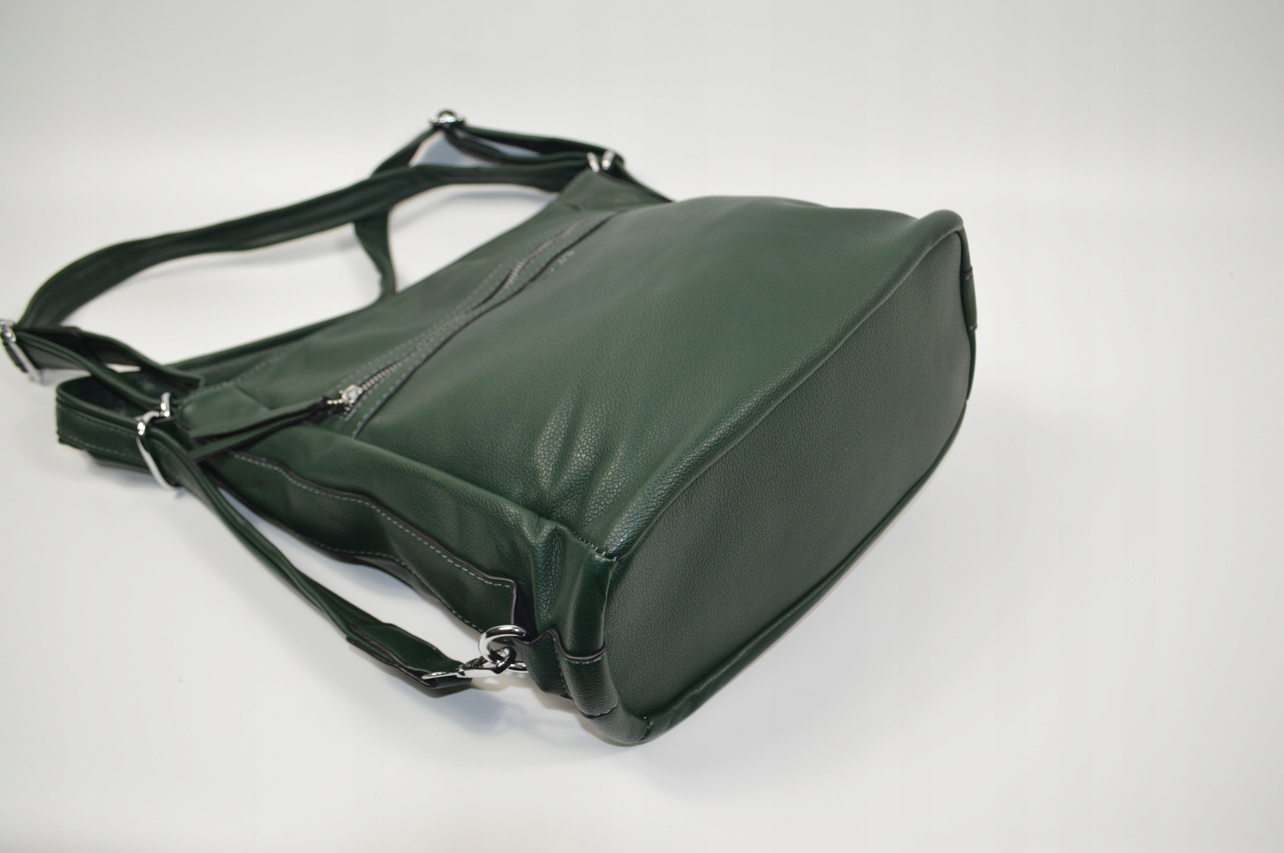 DUŻA POJEMNA TOREBKA DAMSKA LISTONOSZKA WOREK TORBO-PLECAK Kolor zielony