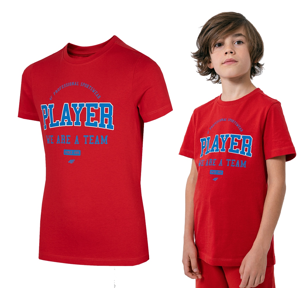 

T-shirt chłopięcy 4F koszulka TSM007 czerwony 158.