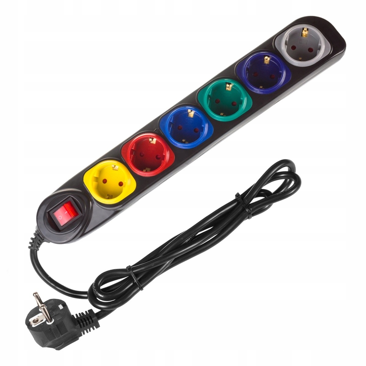 Listwa zasilająca 1,5m 250VAC/10A MCE509 B 2500 Q, IP20, 6 gniazd, prąd,