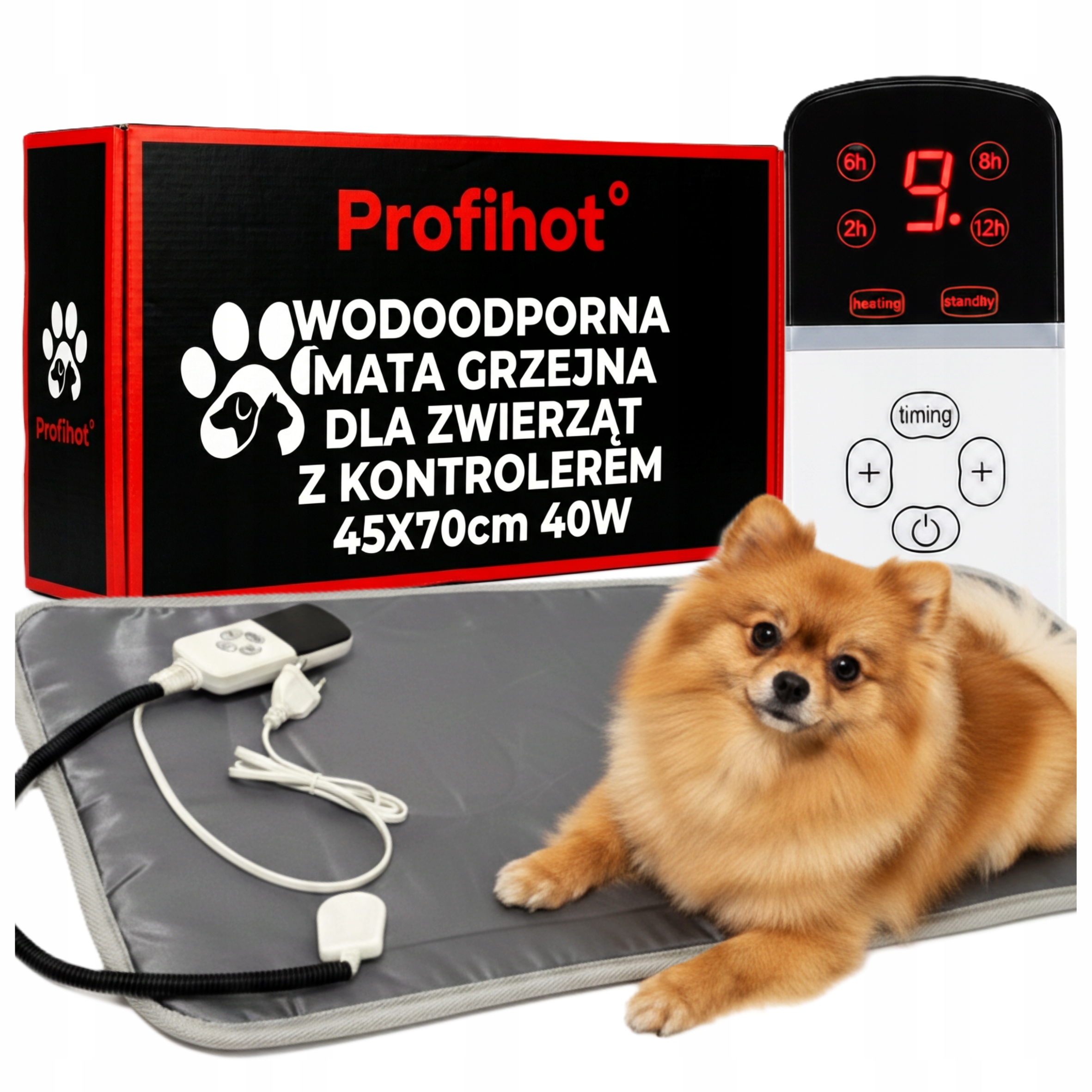 Levně Vyhřívací Podložka Pro Kočky Psa Boudy Voděodolná S Ovladačem 45x70 40W