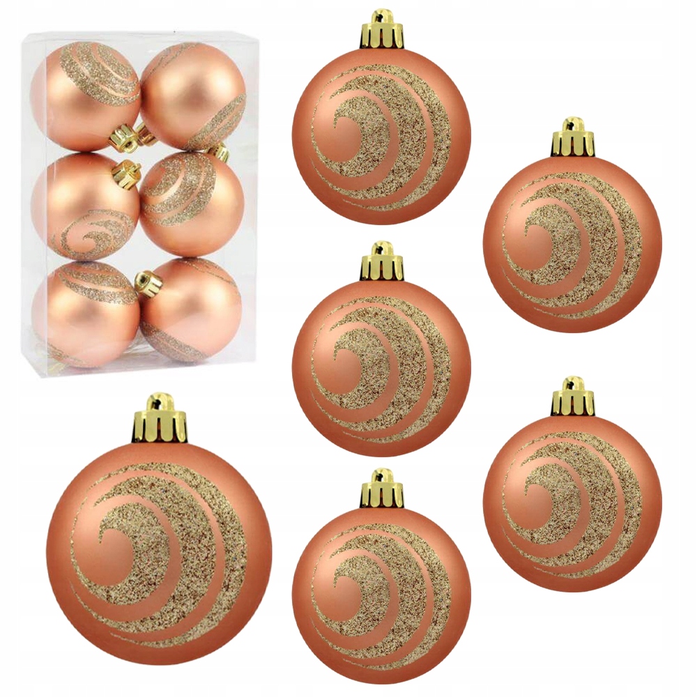 

Bombki choinkowe Rose Gold z brokatem 6 cm
