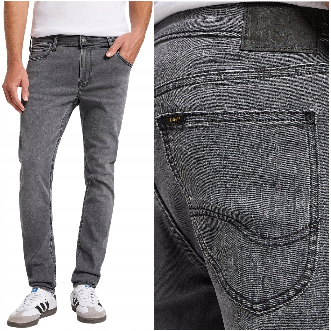 Lee Malone skinny Darkness elastické šedé džínové kalhoty s trubičkami W33 L32