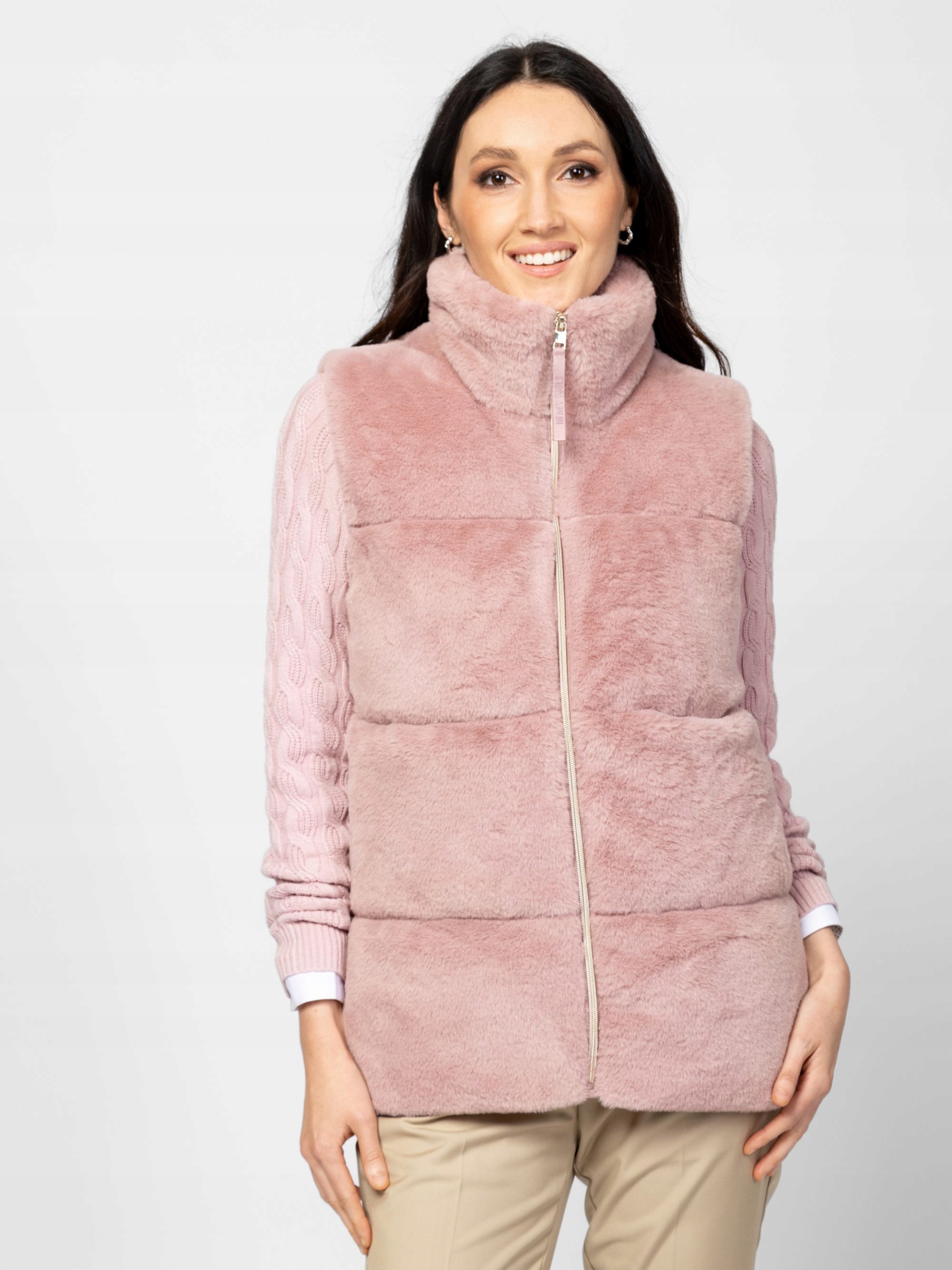 Heavy Tools Dámská Prošívaná Kožešinová Vesta Webina Powder Pudrová Růžová S