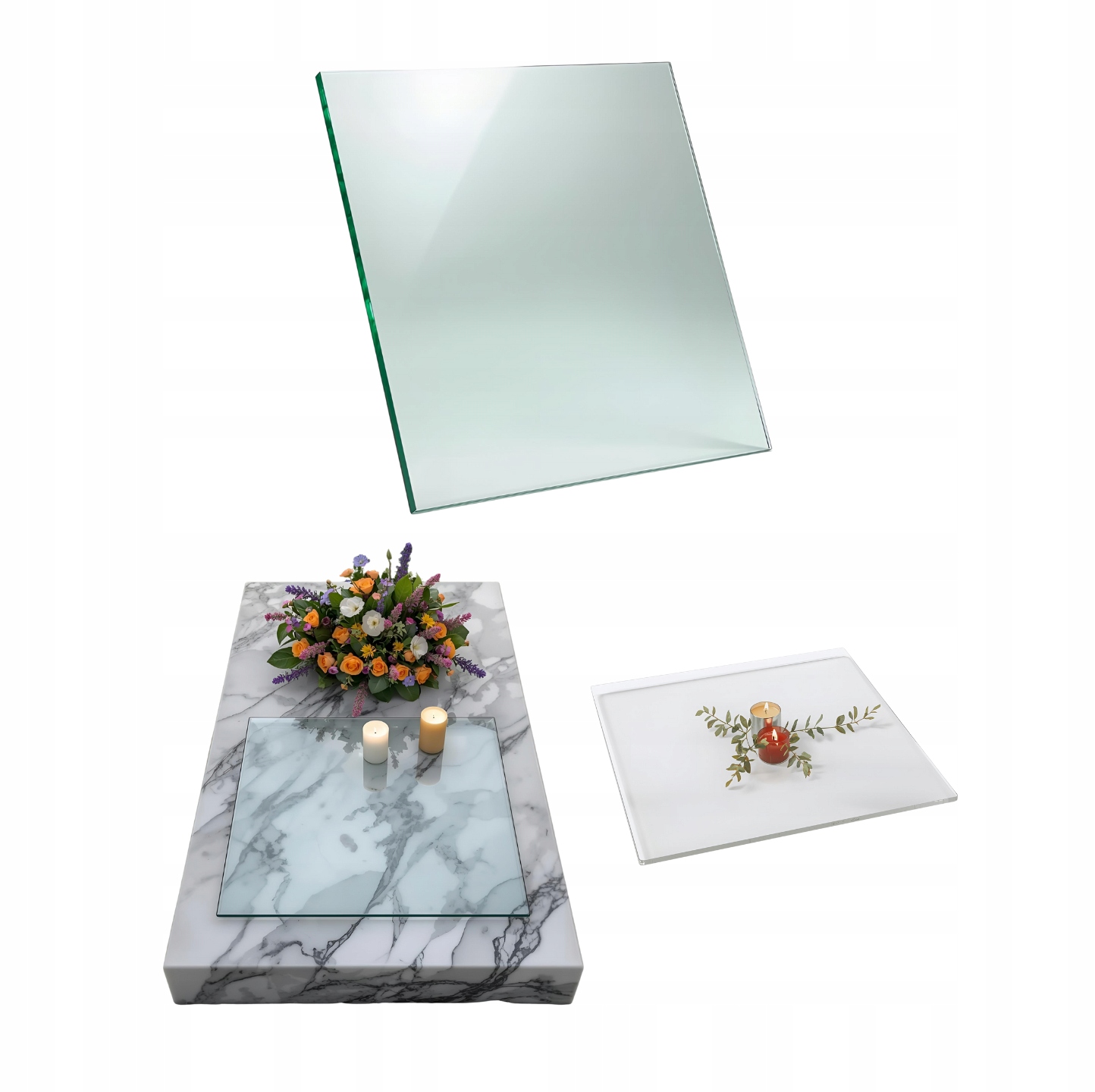 Průhledná Skleněná Podložka Na Květiny 60x60 Kalená