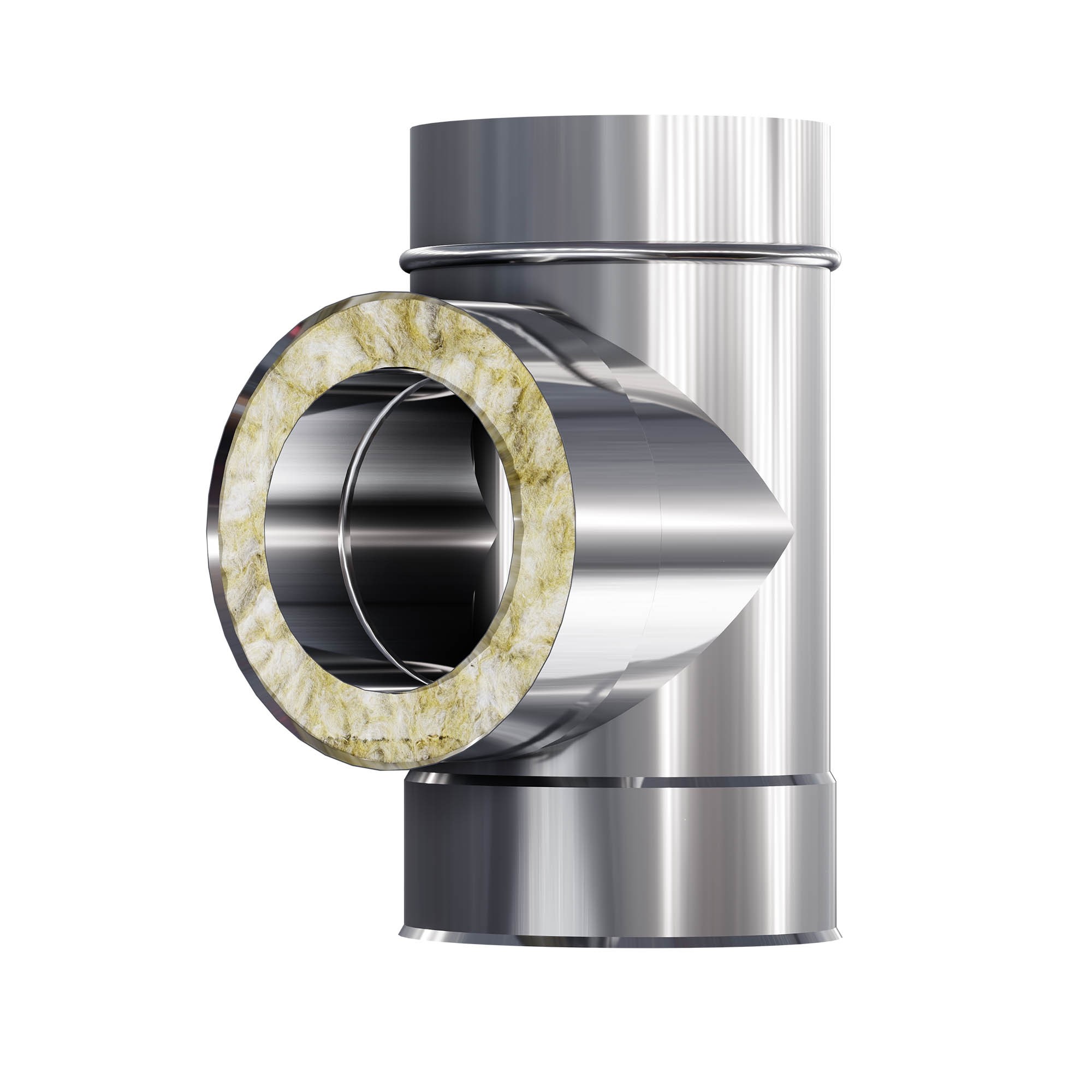 Kzd T-rozdělovač izolovaný dvoustěnný fi 120 0,8 mm 90 stupňů komínová vložka ocel