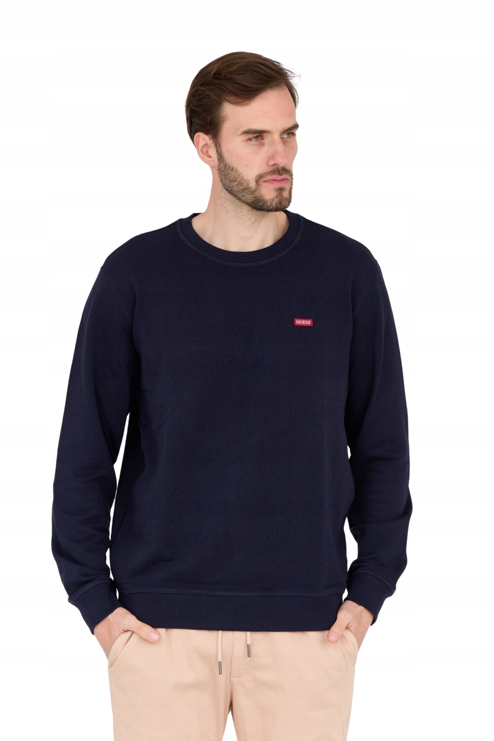 Guess Tmavě modrá pánská mikina s nášivkou s logem S