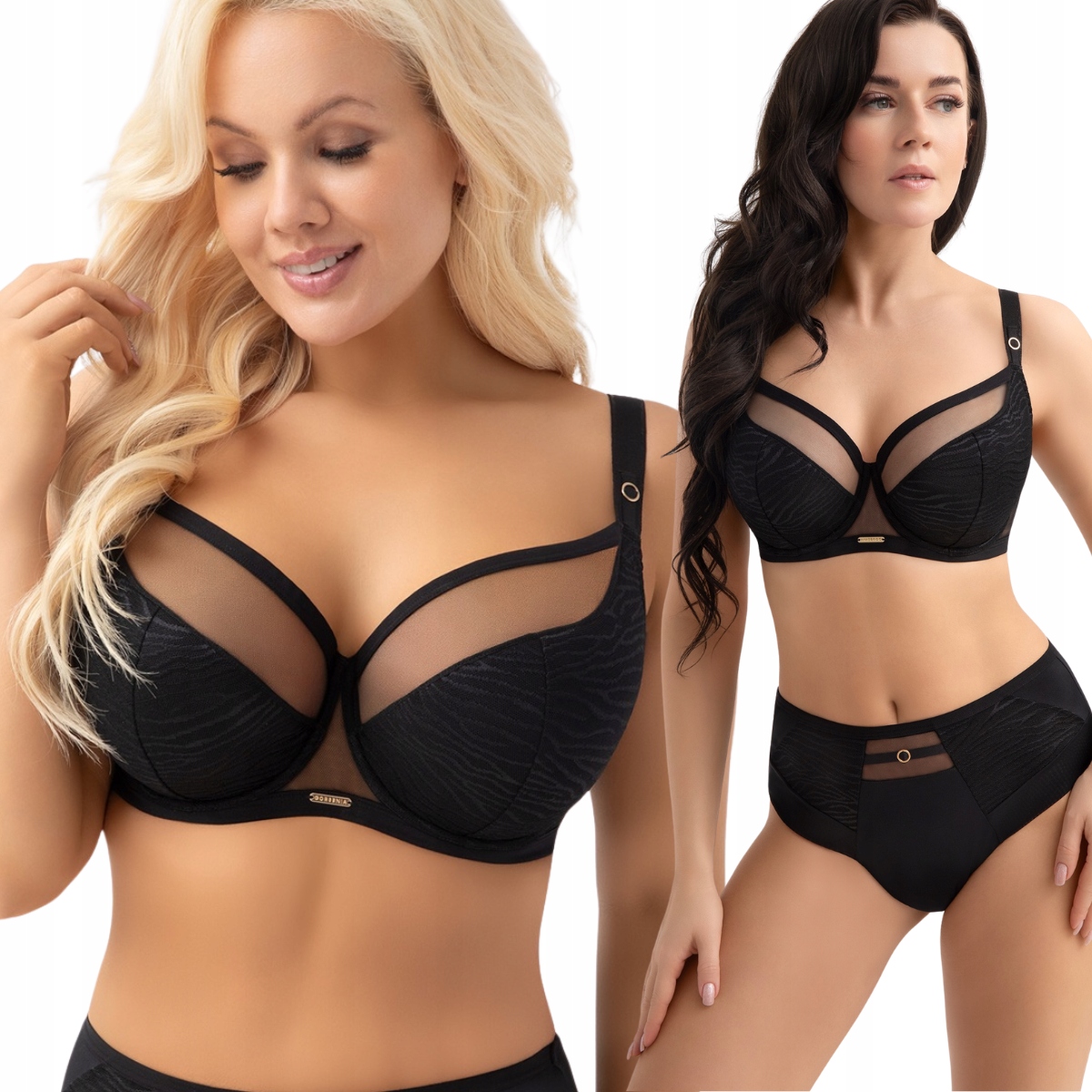 Polovyztužená podprsenka černá semi soft pro velké poprsí G020 Lori 110D