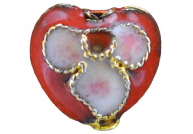 [70812] Koralik cloisonne serce kolor czerwony