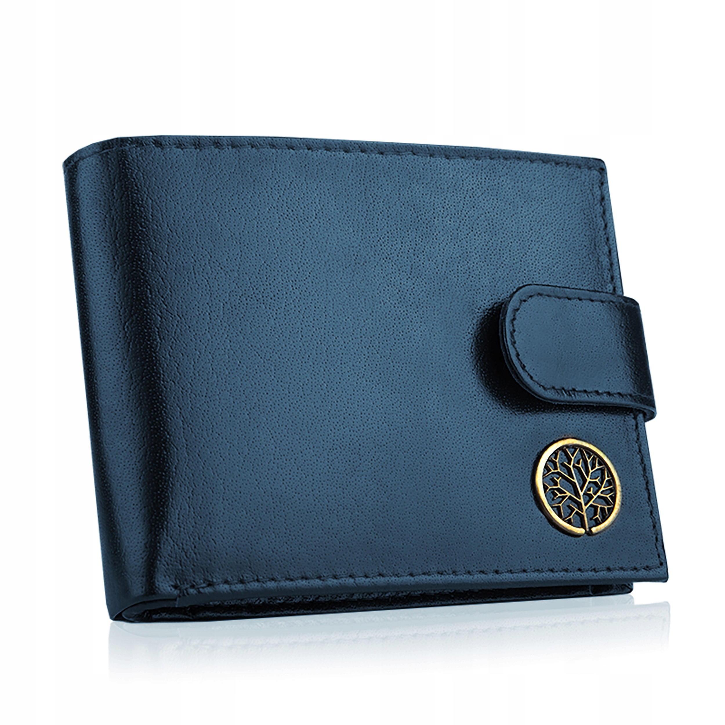 Betlewski Pánská kožená peněženka, robustní, na zip, ochrana karet Rfid Námořnická Modrá