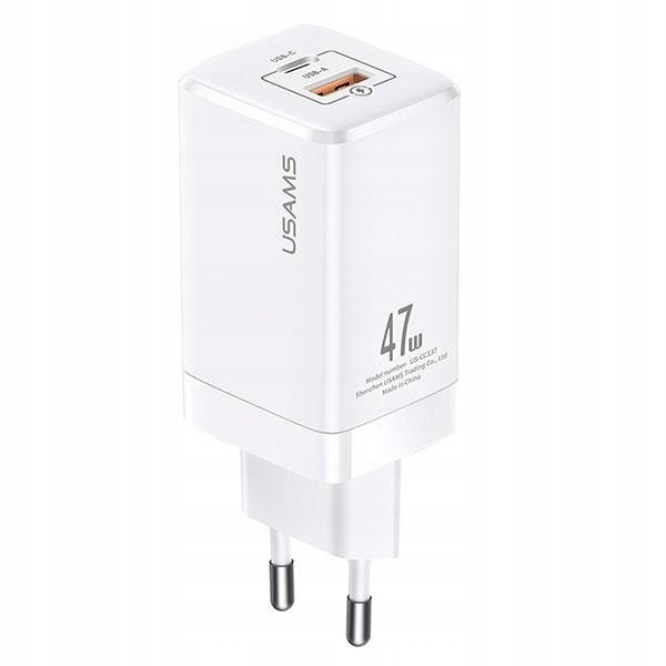 Usams Ład. siec. T41 Usb-c+usb GaN 47WPD+QC (only head) Fast Charging biały