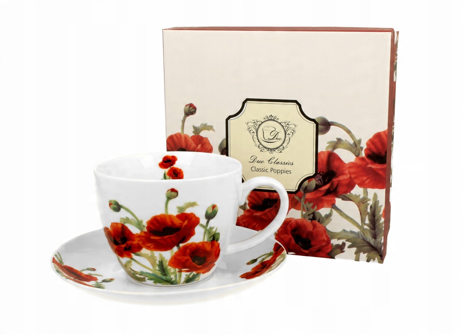 

Filiżanka ze spodkiem jumbo do kawy Poppies maki