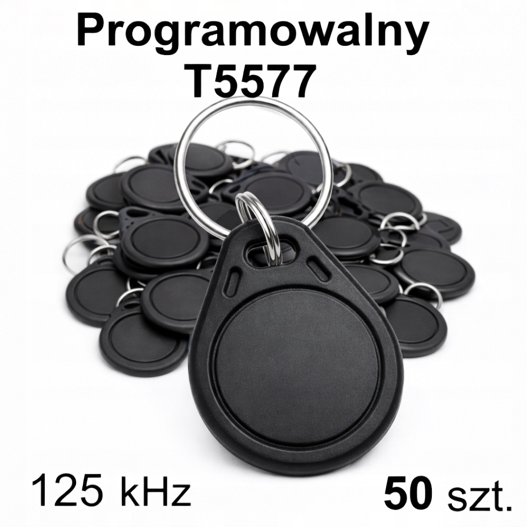Přívěsek Na Klíče Programovatelný Rfid 125kHz T5577 Unique EM4100 Mia EMB2 Black 50 ks
