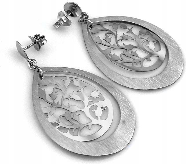 Stříbrné náušnice dámské 925 mandlové závěsné plechy s květinovým motivem