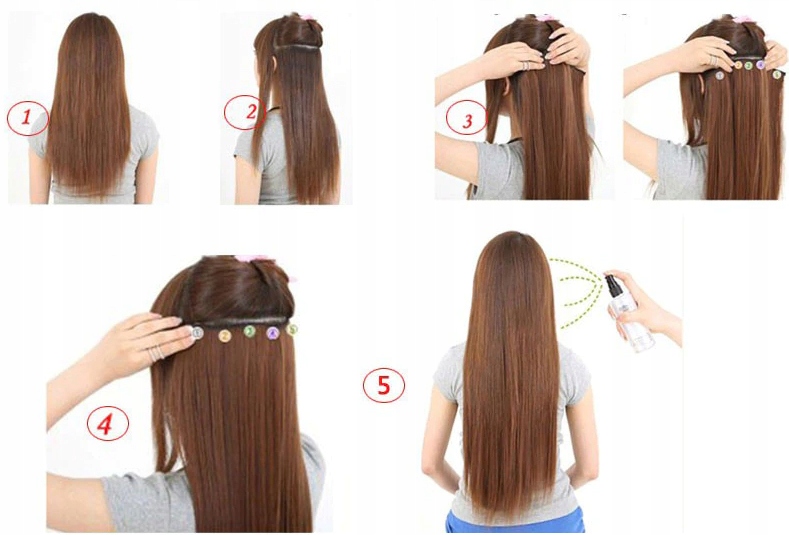 DOCZEPIANE WŁOSY CLIP IN PROSTE DOPINKA LONG 60cm Marka bez marki