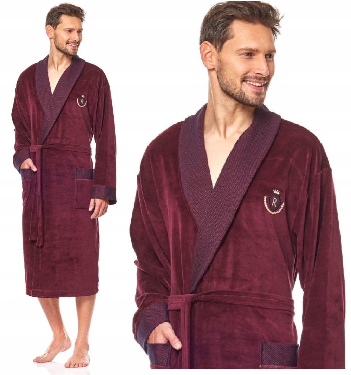 

Szlafrok męski 9102 Bordo L&L bawełna L