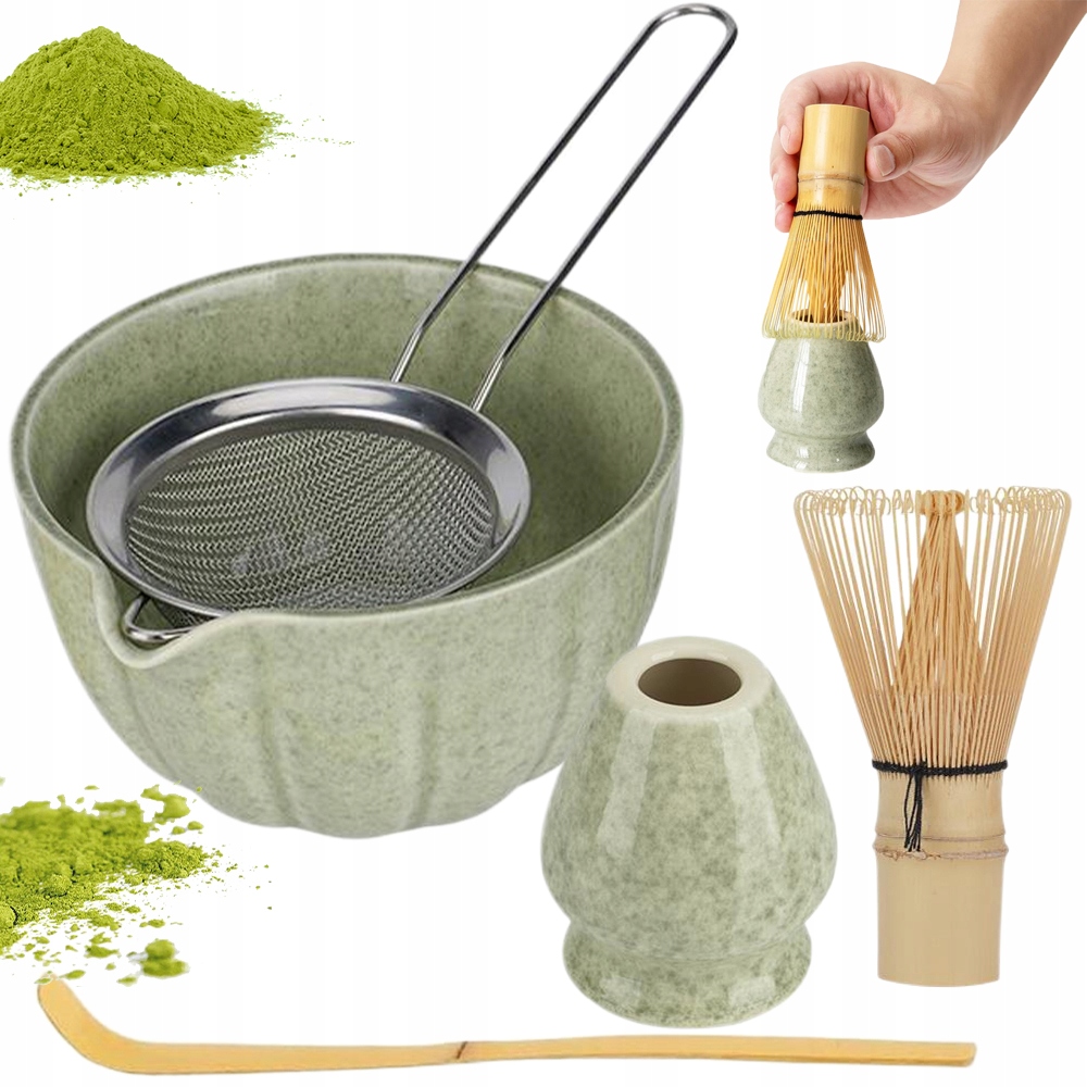 Zestaw Narzędzi Do Matchy Ceramika Bambus Japońska Herbata Matcha
