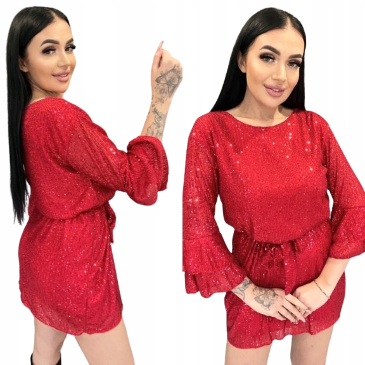 Šaty S Vázáním A Rukávem Costa Červené