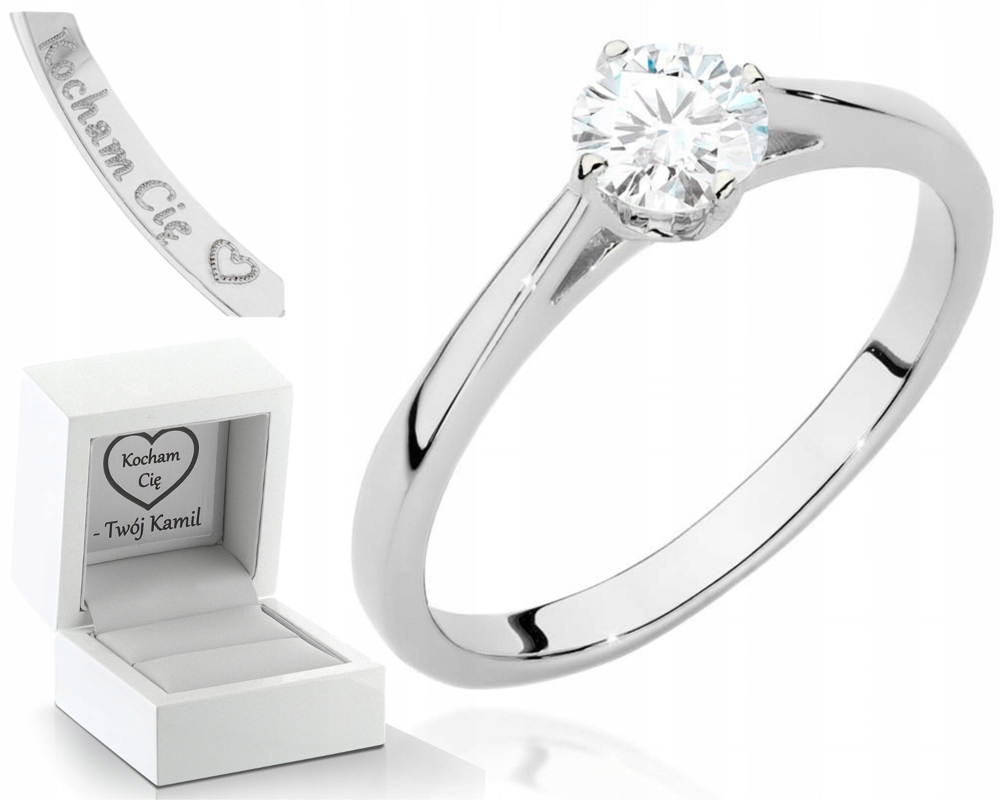 Bílé Zlato Prstýnek S Briliantem 585 Gravírování Bonus