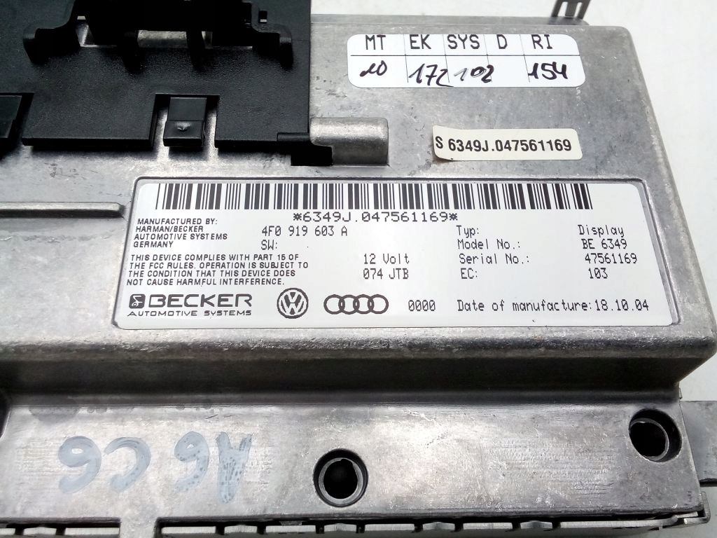 Audi A6 C6 display monitor ekran navigation devices 4F0919603A