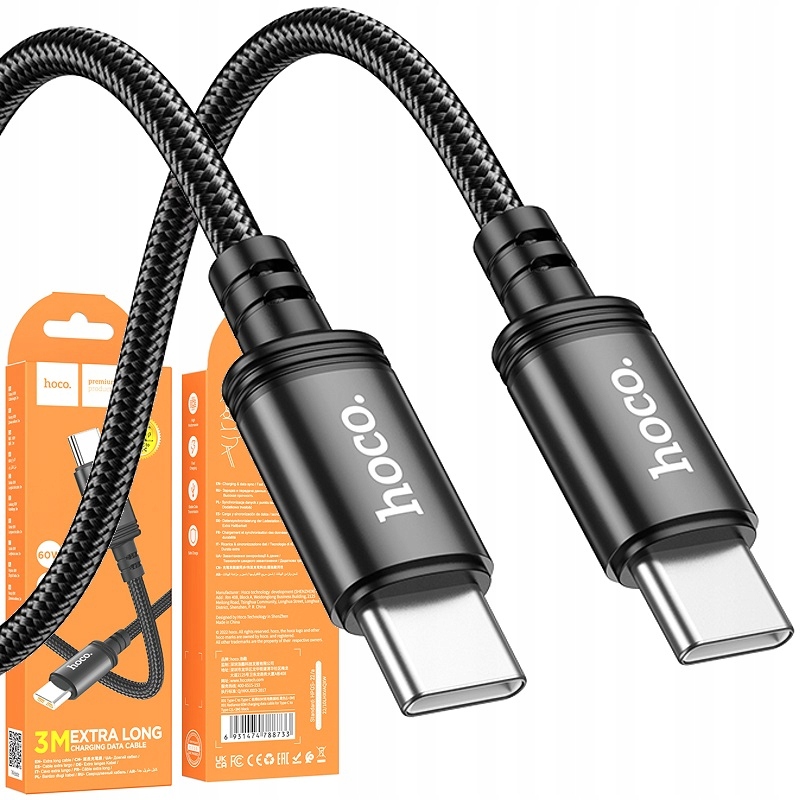 Mocny Szybki Długi Kabel Usb Typ Typu C do Usb-c 20V 3A 60W 3M Transmisja
