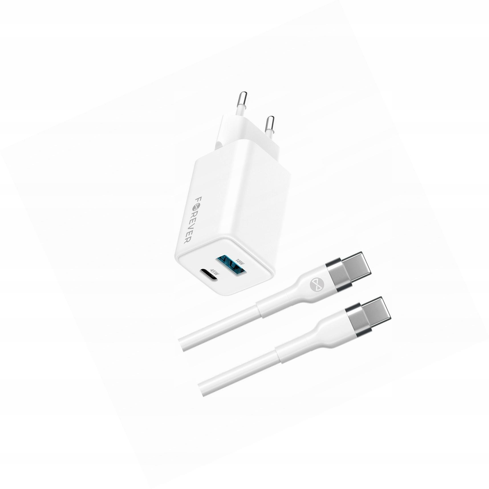 Szybka ładowarka GaN 45W 2 wejścia Usb i Usb-c z kablem do Oppo A94
