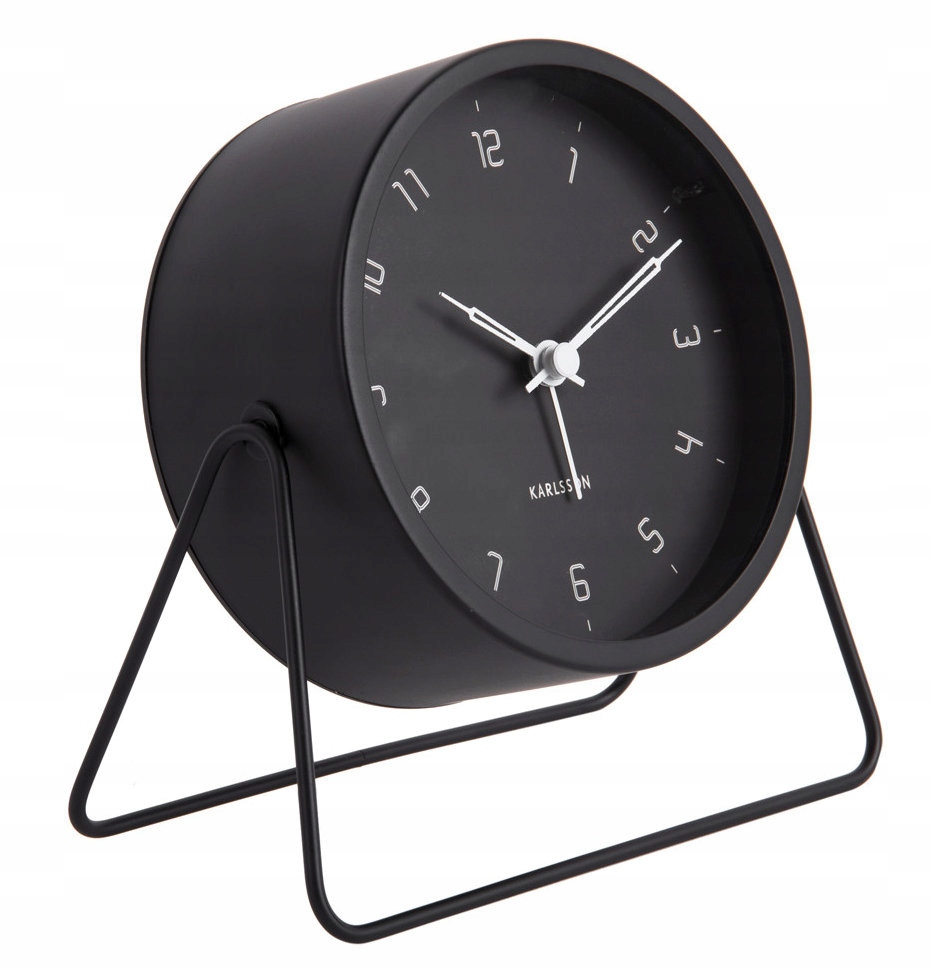Černý Kulatý Budík Karlsson KA5952BK Tichý Mechanismus Nastavení Úhlu 11 cm