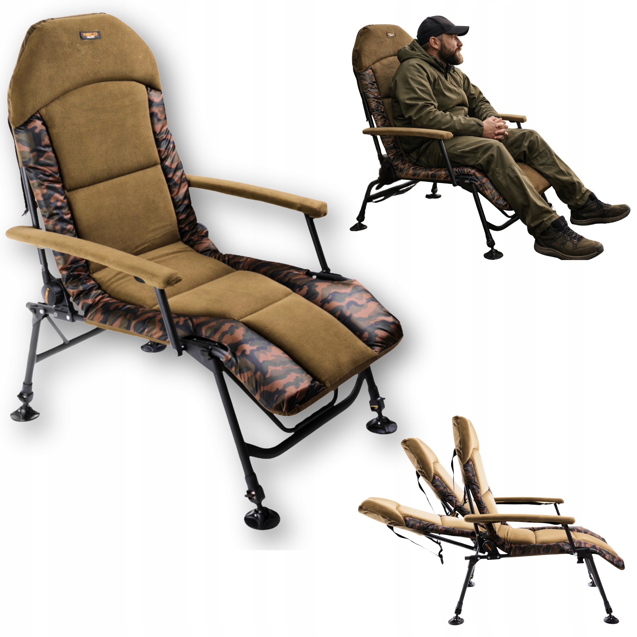 Fotel Wędkarski Karpiowy Duży Regulowany Stabilny Neco 84716