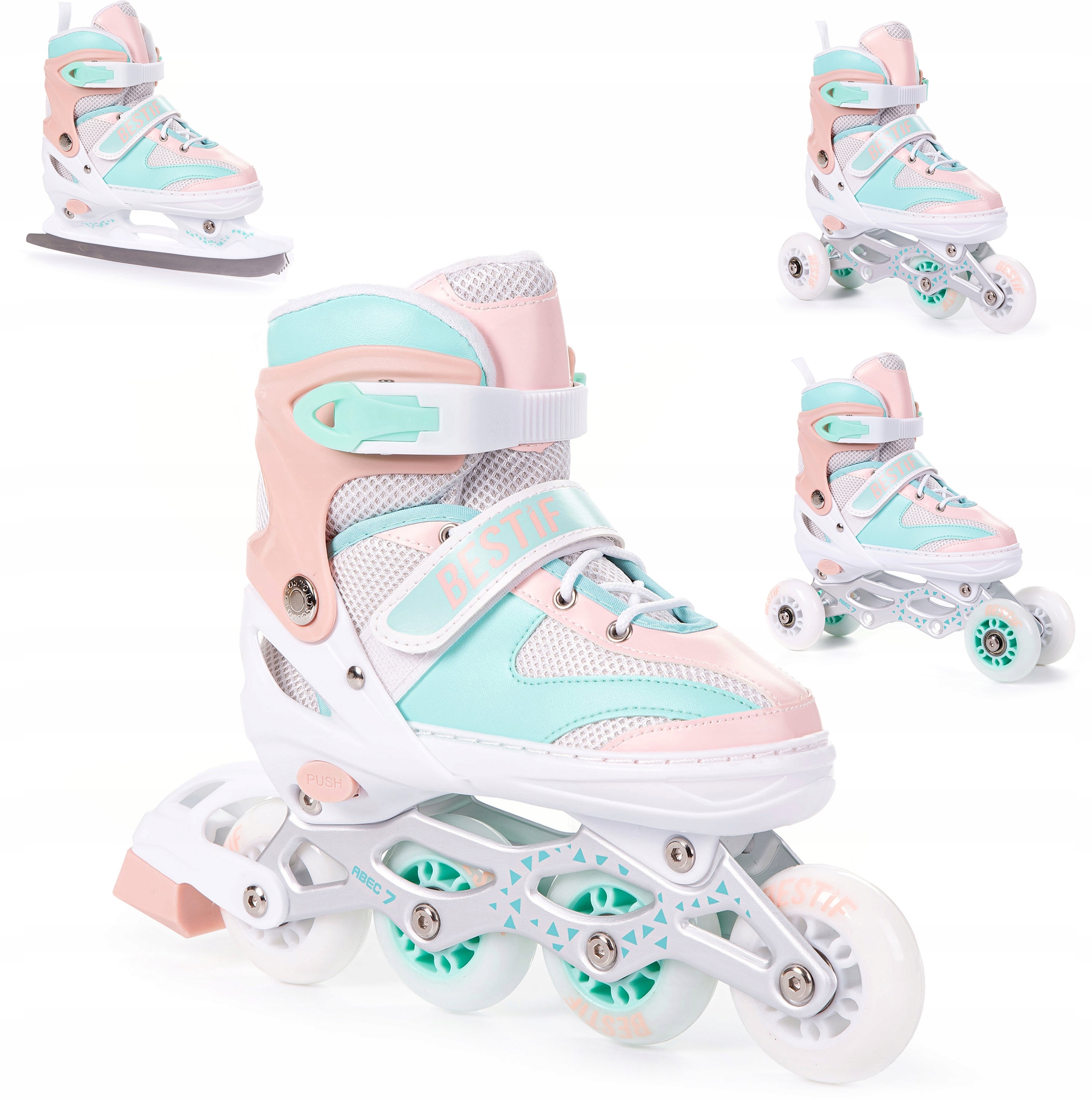 Brusle 2V1 Nastavitelné 4v1 Kolečkové Brusle Kolečkové Brusle Brusle Na Led S Vyměnitelnou Lyží Bestif 30-33