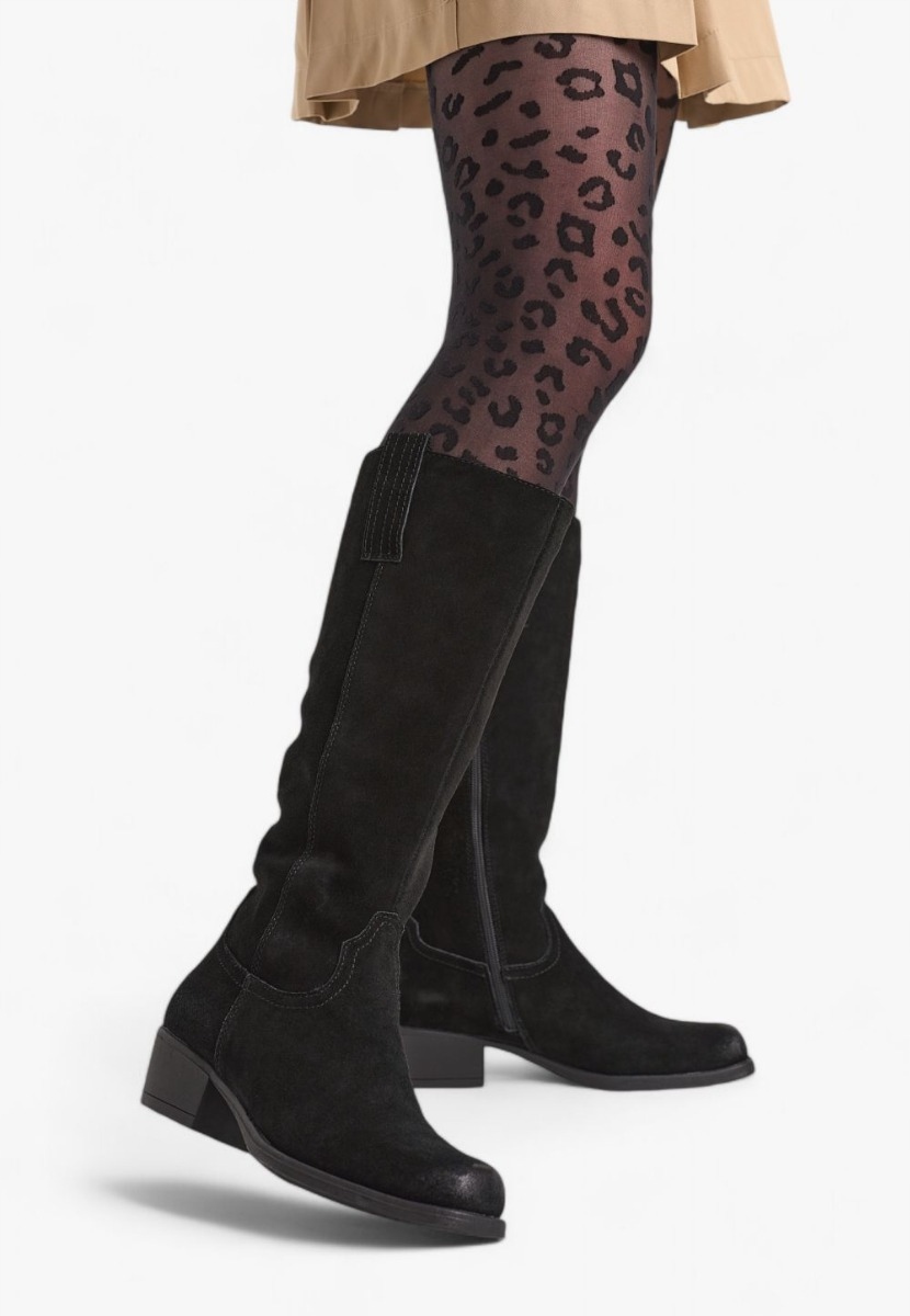 Černé Dámské Kozačky Sergio Leone Nízké Pohodlné Nubukové 39