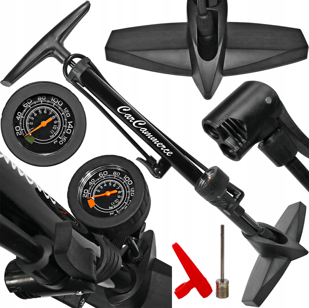 POMPKA ROWEROWA z MANOMETREM do Roweru Podłogowa Samochodowa STABILNA Manometr tak
