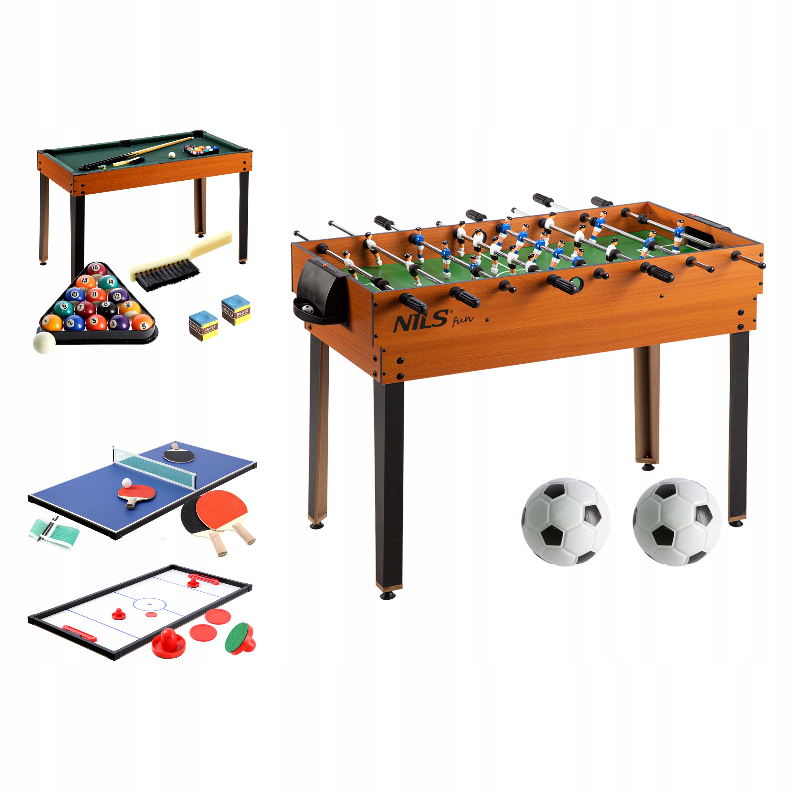 Duży stół do gry 4w1 piłkarzyki bilard cymbergaj ping-pong mdf Hms