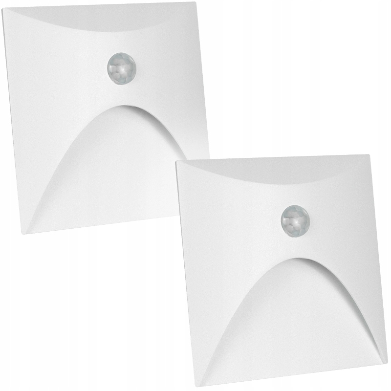 2x Białe Lampki Schodowe Led Z Czujnikiem Ruchu Zmierzchu Oprawa Lampka