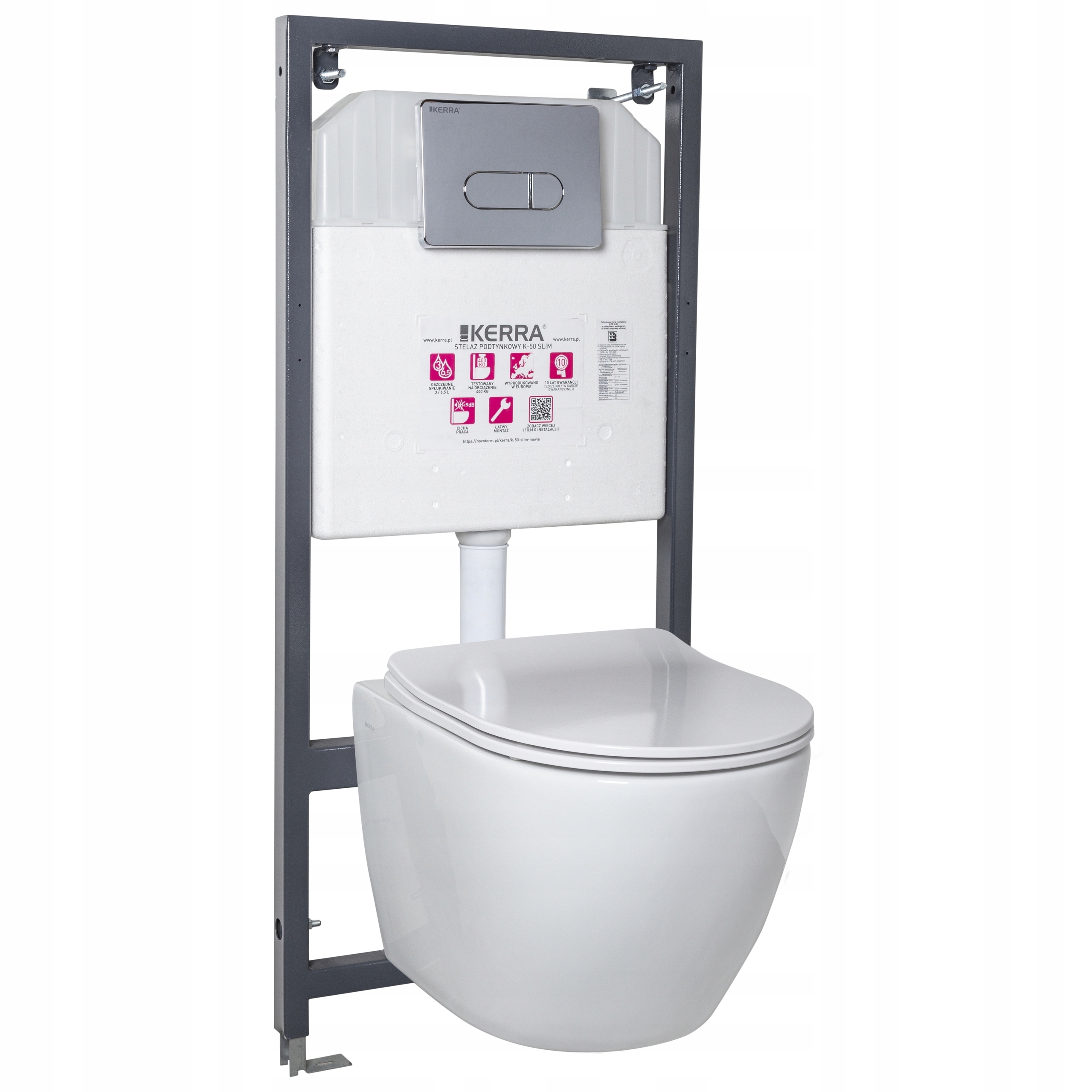 Zestaw Podtynkowy WC Kasos+Przycisk Pacific(Chrom)