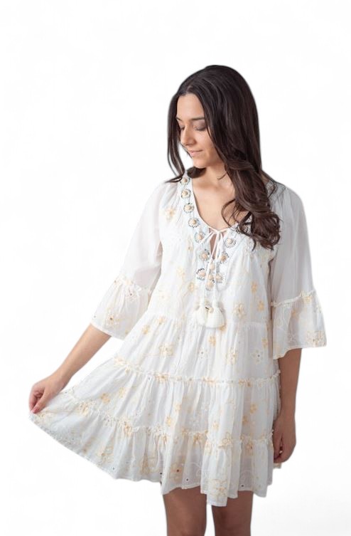 Lula Natura Šaty Lia bílá 100% bavlna, velikost 83 cm