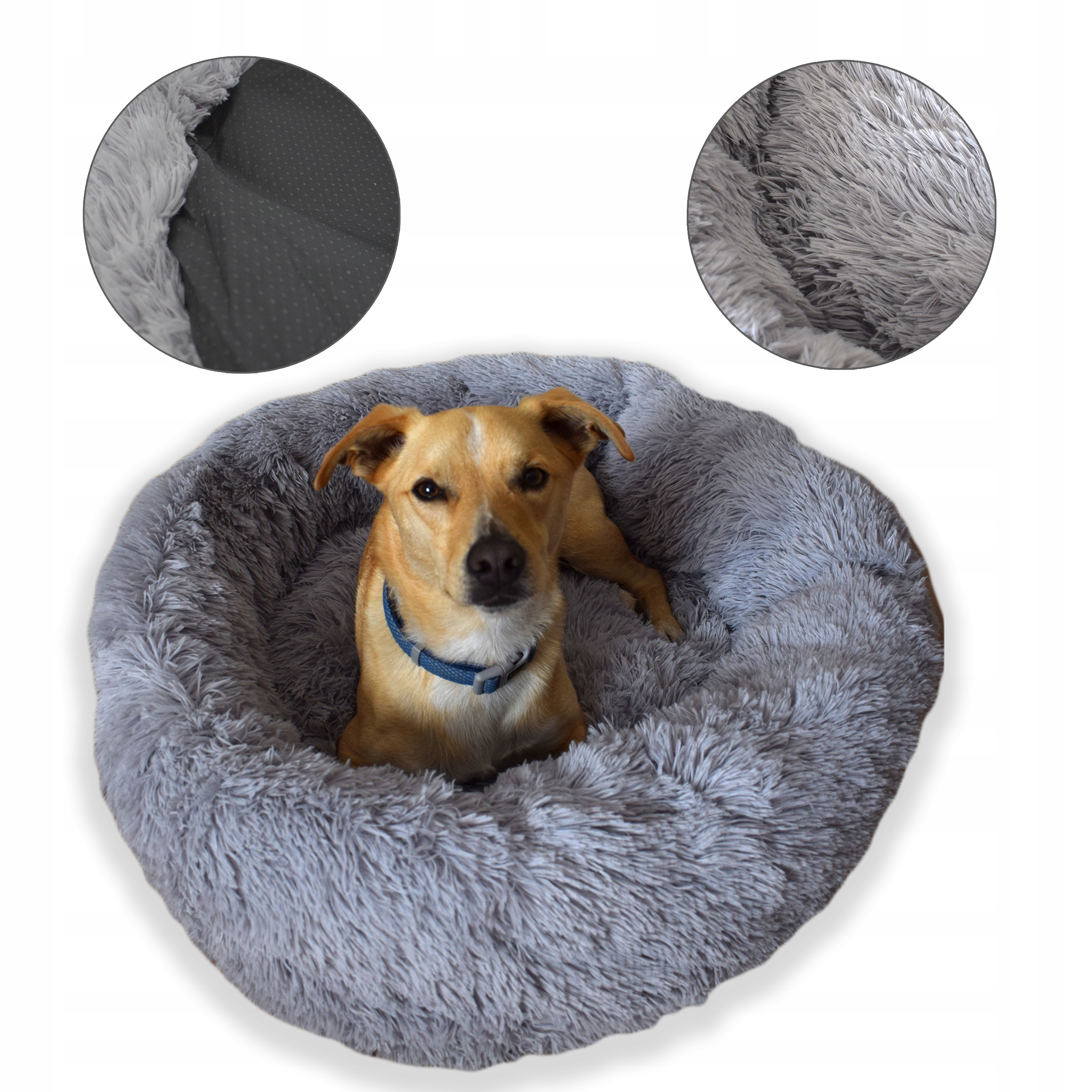 Levně Pelíšek pro psa šedý 80 cm x 80 cm