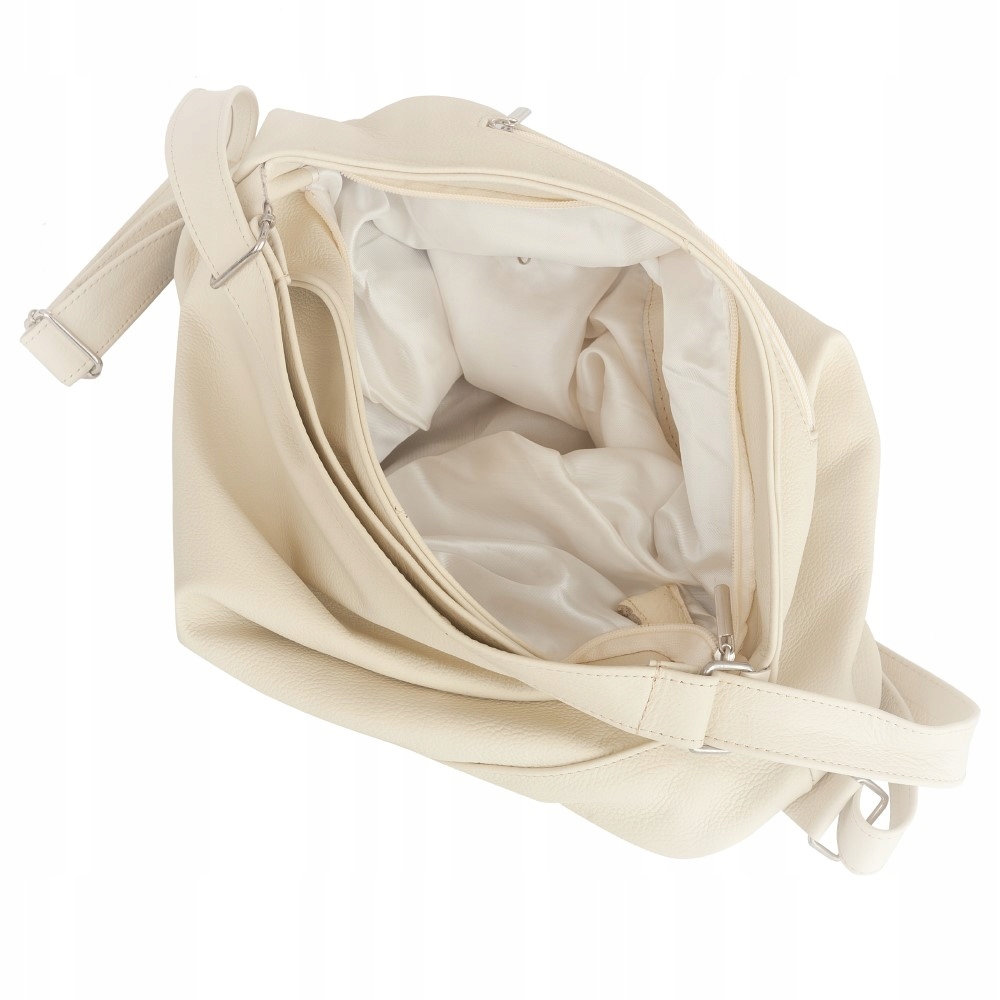 ŚMIETANKOWA TOREBKA SKÓRA NATURALNA KREMOWA TOREBKA PLECAK A4 TORBA ECRU Kolor biały