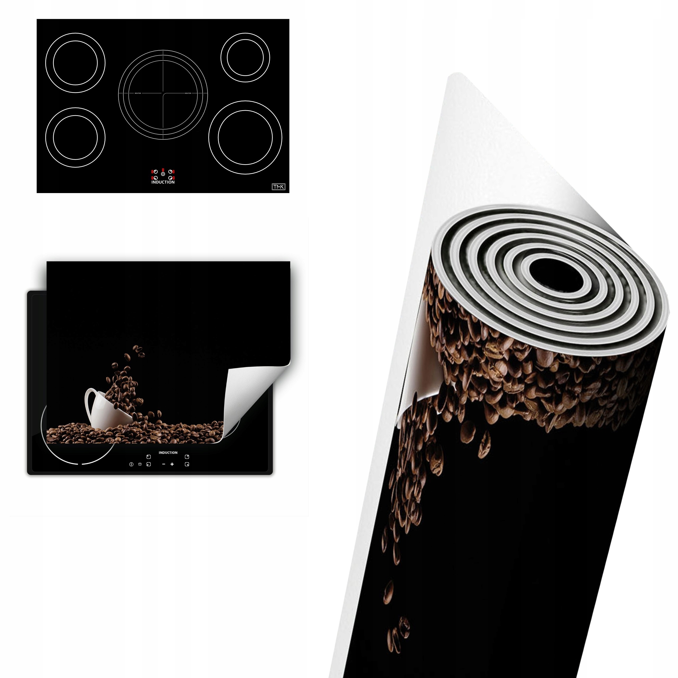Vinylová Ochranná Deska Na Indukci 80x52 černá káva