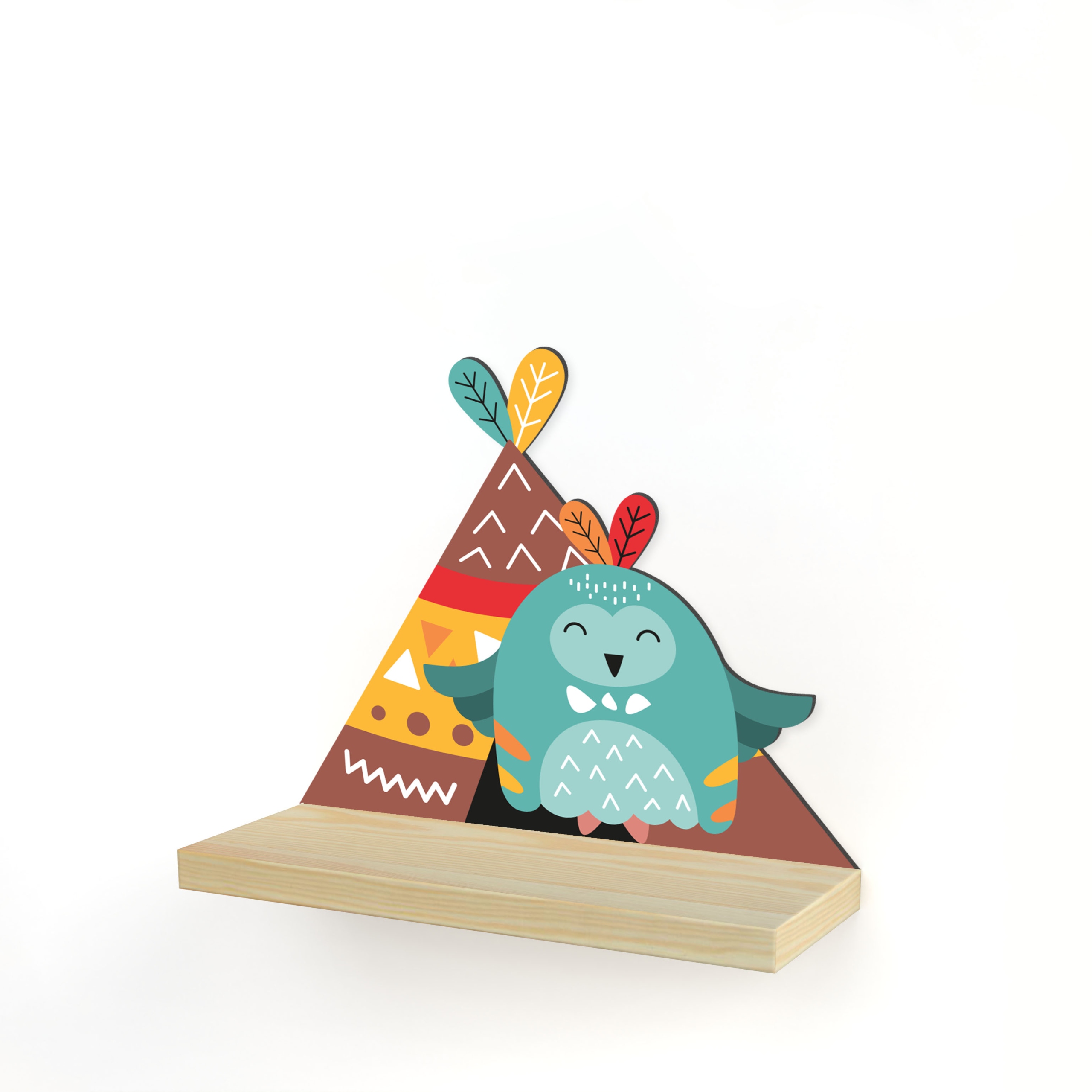 DREWNIANA PÓŁKA SOWA TIPI PÓŁKI STYL SKANDYNAWSKI