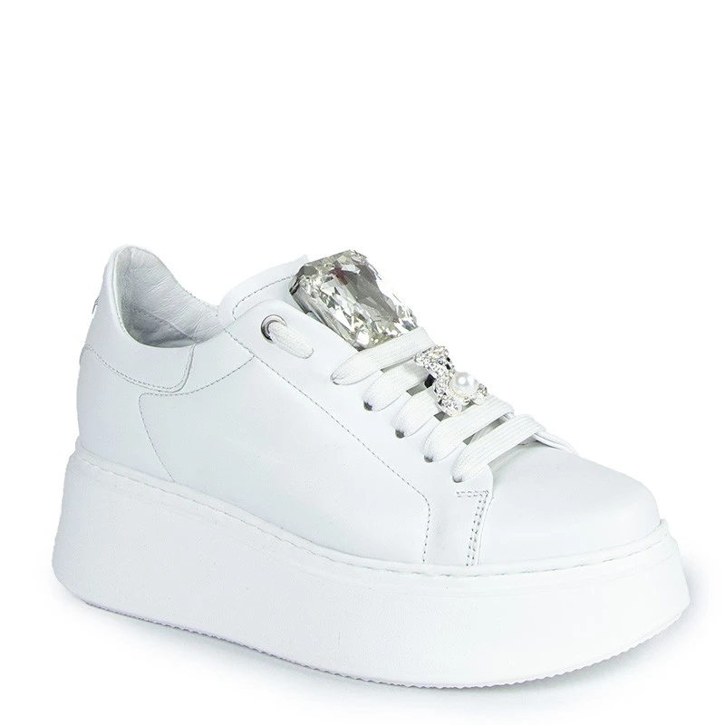 Carinii B9836 Tenisky S Ozdobou Kůže Lico Bílé 40
