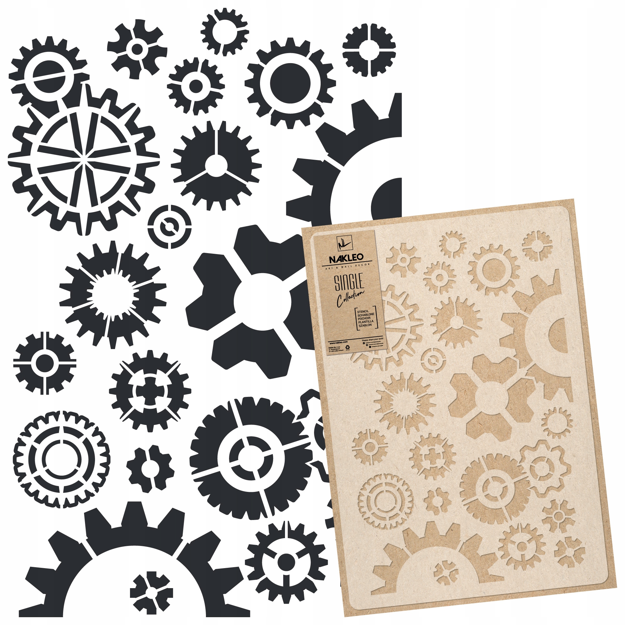 Malířská šablona Vícenásobná L 59x95 cm Vzor Ozubení Kola Ozubená Ozubení