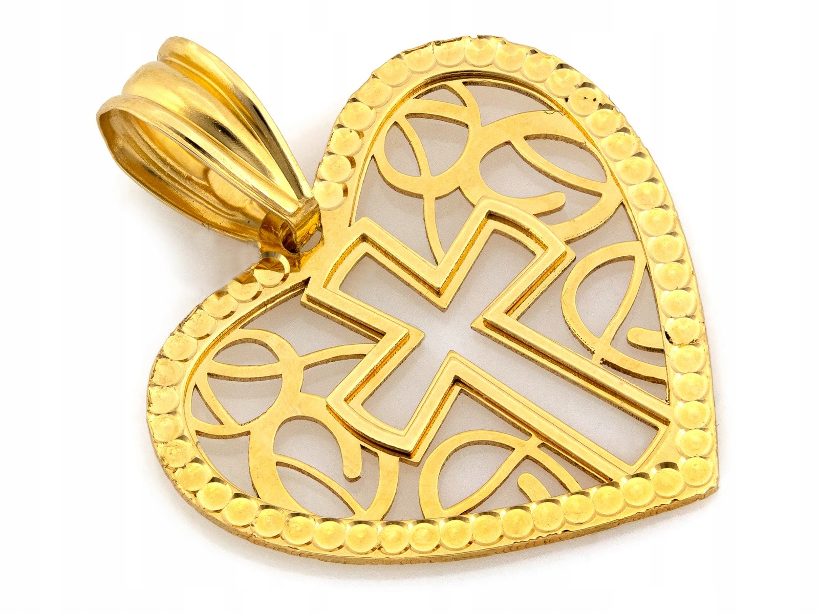 Ažurový přívěsek ze zlata 585 srdce s křížkem zlato 14k váha 1.00g