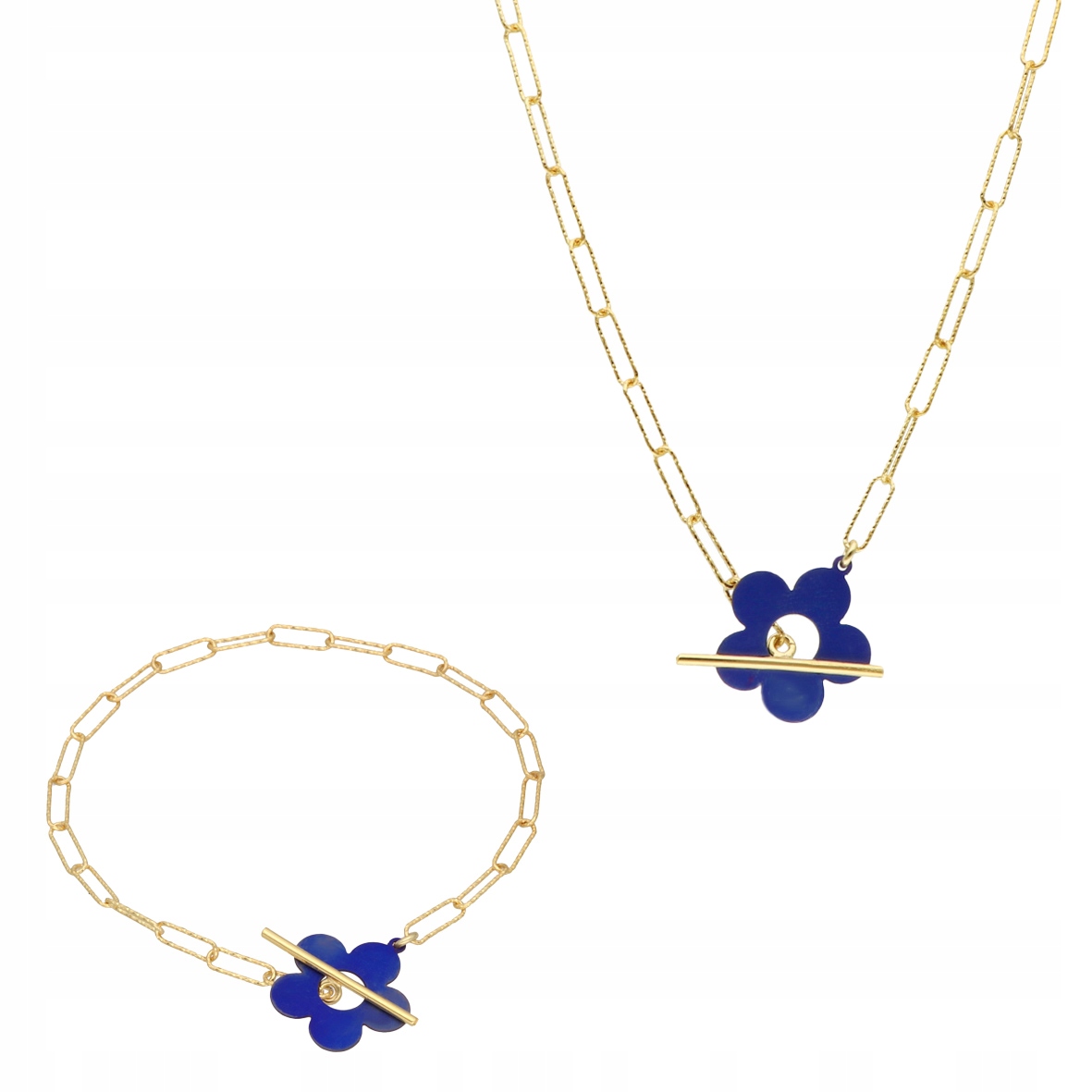 Sada článků květina titan stříbro pozlacená