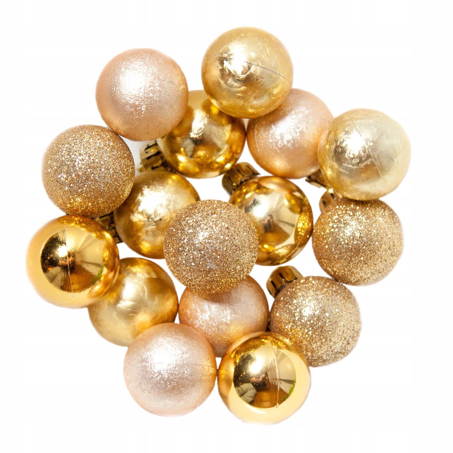 

Zestaw Bombki Złote na stroik 3cm 16szt