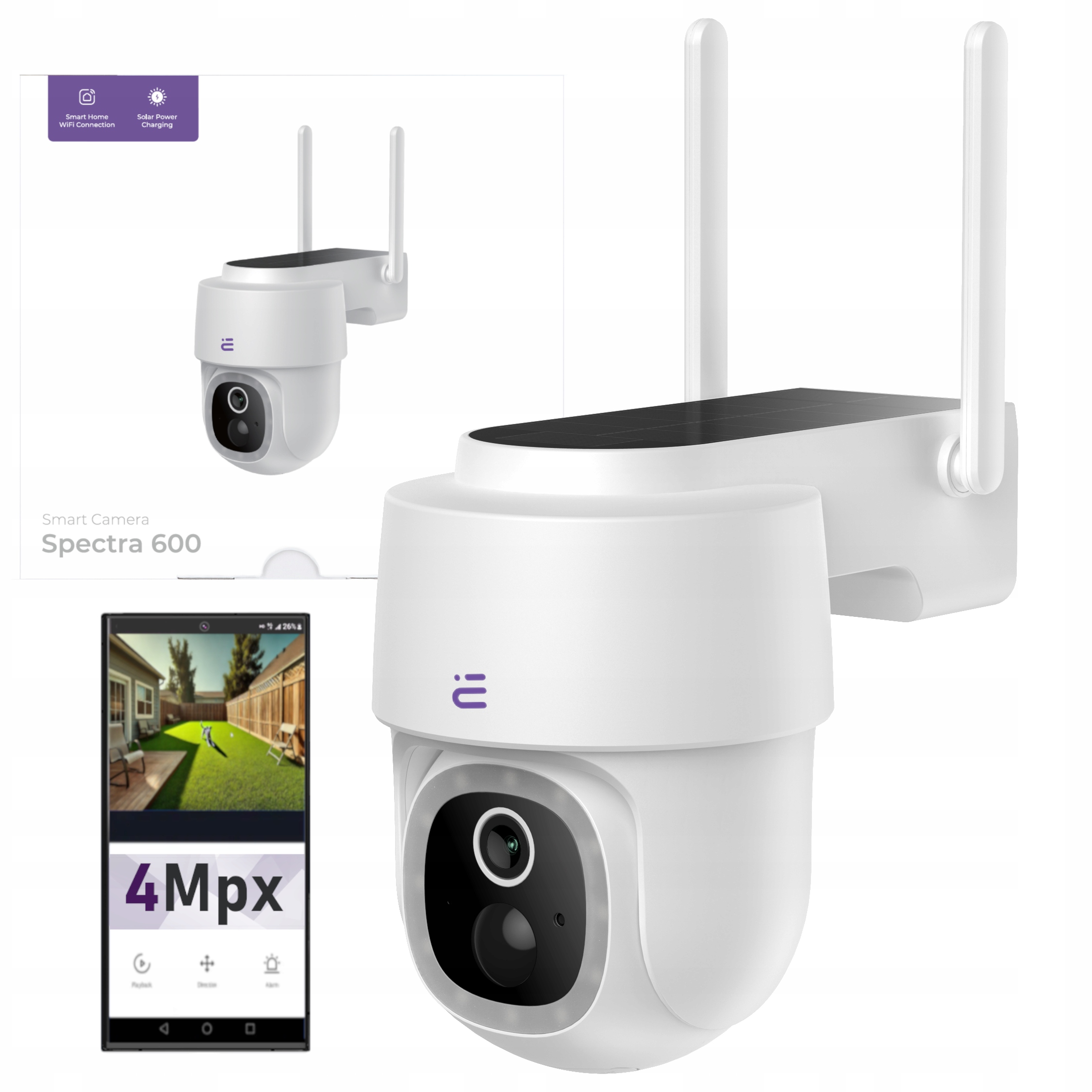 WiFi kamera Solarna otočná venkovní noční Fhd IP65 Tuya aplikace Encore View