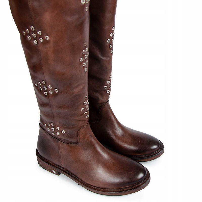 CARINII B9853 KOZAKIn OFICERKI SKÓRA LICO BRĄZOWE 38 Długość wkładki 24.7 cm