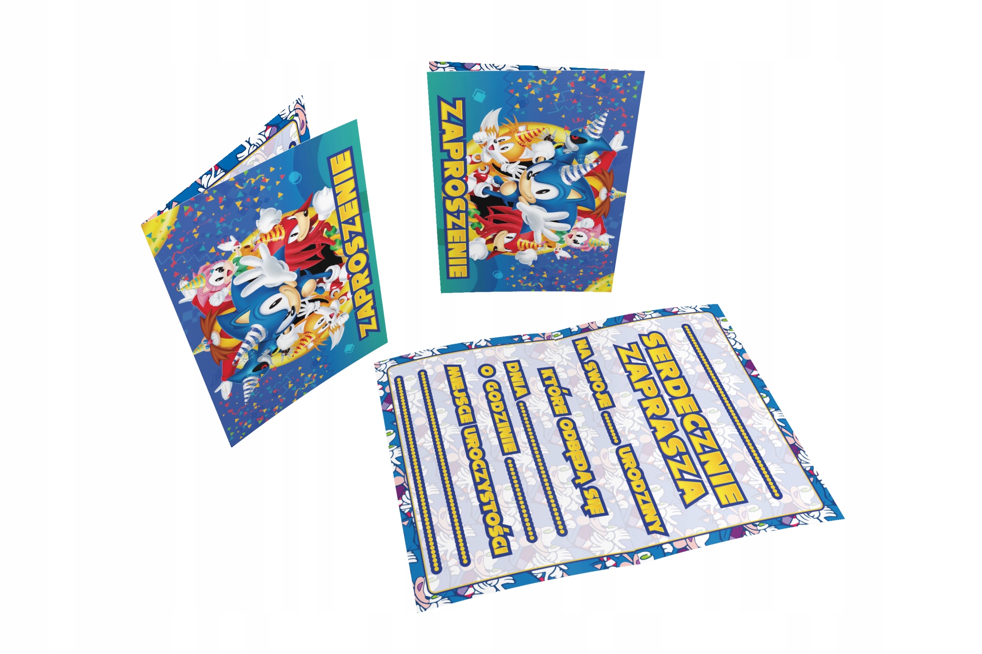 ZAPROSZENIE URODZINOWE SONIC ZAPROSZENIA + KOPERTA Marka Dodo