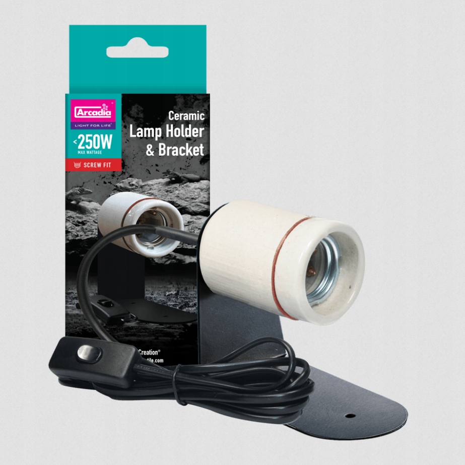 Levně Arcadia keramická objímka pro žárovku E27 úhlová s držákem a kabelem