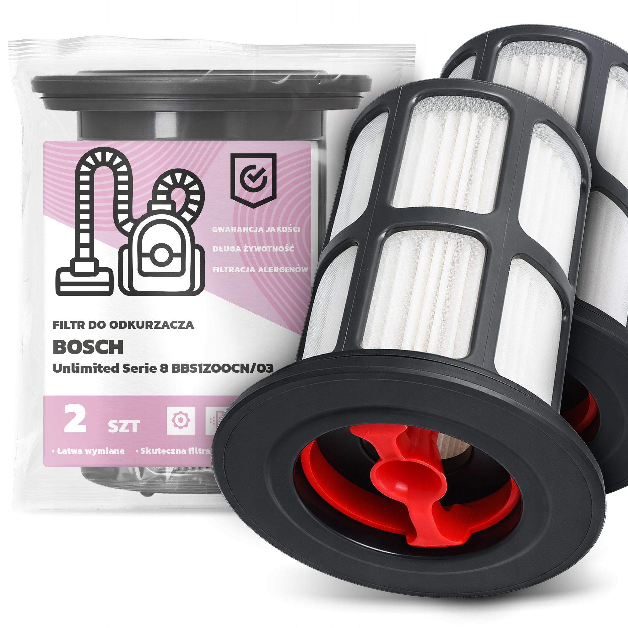2x Filtr Pro Vysavač Bosch Unlimited Serie 8 BBS1ZOOCN/03 Hepa Filtr Em-w