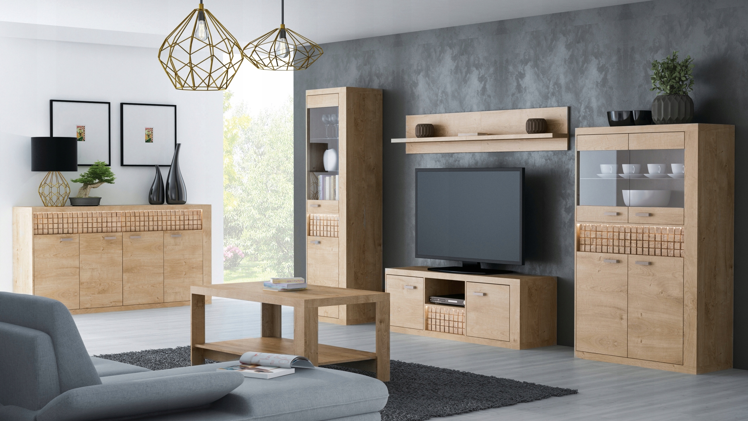 Półwitryna NATURAL N4 DĄB RIBBECK Wysokość mebla 200.5 cm