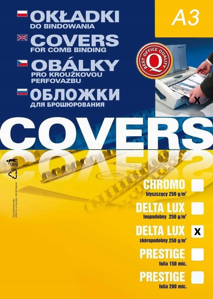 Okładki do bindowania A3 skóropodobne, 100 Sztuk czarne Argo Delta